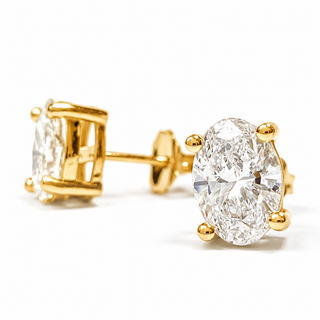 Oval Brilliant Earrings – Lab Grown Diamonds – 14K/18K Yellow Gold – Stud Earrings