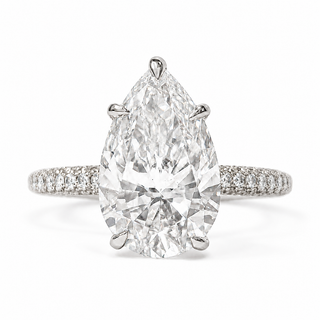 Pear Shape Three Row Pavé Ring with Hidden Halo – Lab Grown Diamond – 14K/18K Gold – 133 Side Stones