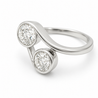 Round Brilliant 2 Stone Ring – Lab Grown Diamond – 14K/18K Gold