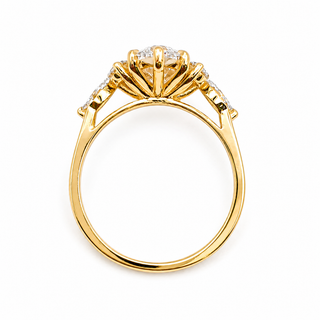 Marquise Brilliant Pavé Ring – Lab Grown Diamond – 14K/18K Yellow Gold – 6 Side Stones