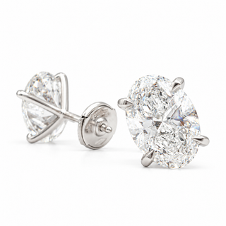 Oval Brilliant Earrings – Lab Grown Diamonds – 14K Gold – Alpha Spring Stopper