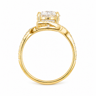 Round Brilliant Spiral Pavé Ring  – Lab Grown Diamond – 14K/18K Yellow Gold – 32 Side Stones