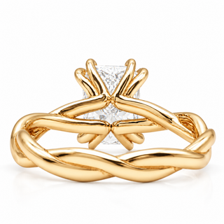 Radiant Cut Split Spiral Band Solitaire Ring – Lab Grown Diamond – 14K/18K Gold