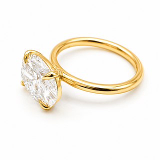 Oval Brilliant Solitaire Ring – Lab Grown Diamond – 14K/18K Yellow Gold