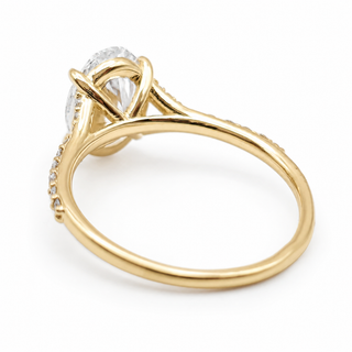 Oval Brilliant Split Pavé Ring – Lab Grown Diamond – 14K/18K Yellow Gold – 24 Side Stones