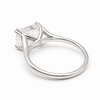 Emerald Cut Split Solitaire Ring – Lab-Grown Diamond – 14K/18K White Gold