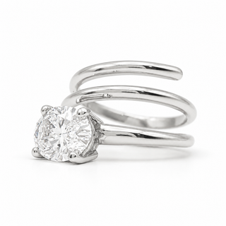 Oval Brilliant Spiral Solitaire Ring – Lab Grown Diamond – 14K/18K White Gold