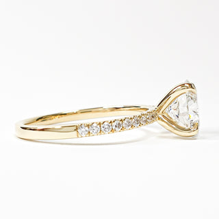 Round Brilliant Pavé Ring – Lab Grown Diamond – 14K/18K  Yellow Gold – 18 Side Stones