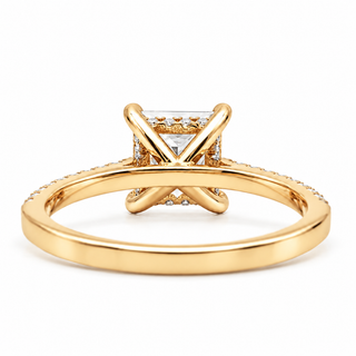 Princess Cut With Hidden Halo And Pavé Setting Ring – Lab Grown Diamond – 14K/18K Gold – 34 Side Stones