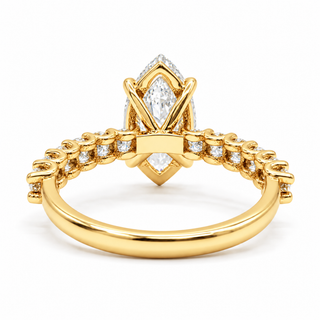 Marquise Brilliant Pavé Ring – Lab Grown Diamond – 14K/18K Gold – 12 Side Stones