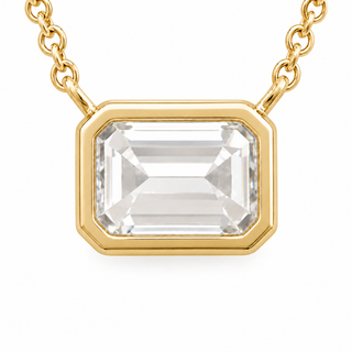 Emerald Cut – Lab Grown Diamond – 14K/18K Yellow Gold – Solitaire Necklace