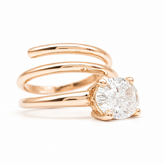 Oval Brilliant Spiral Solitaire Ring – Lab Grown Diamond – 14K/18K Rose Gold