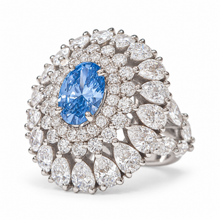 Oval Brillaint Cut 6.70 Carat Lab-Grown Diamonds Cocktail Ring | IGI Certified | 9.23 Gram 14K White Gold