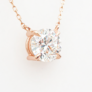 Round Brilliant – Lab Grown Diamond – 14K/18K Rose Gold – Solitaire Necklace