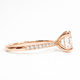 Round Brilliant Pavé Ring – Lab Grown Diamond – 14K/18K Rose Gold – 18 Side Stones