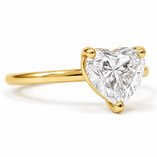 Heart Brilliant Solitaire Ring – Lab-Grown Diamond – 14K/18K Yellow Gold