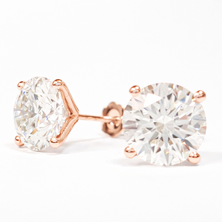 Round Brilliant Earrings – Lab Grown Diamonds – 14K/18K Rose Gold – Stud Earrings