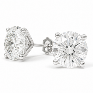 Round Brilliant Earrings – Lab Grown Diamonds – 14K/18K White Gold – Stud Earrings