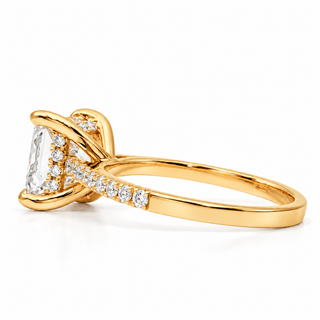Princess Cut With Hidden Halo And Pavé Setting Ring – Lab Grown Diamond – 14K/18K Gold – 34 Side Stones