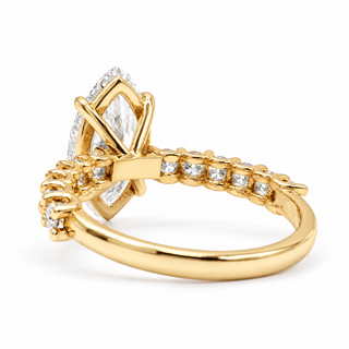 Marquise Brilliant Pavé Ring – Lab Grown Diamond – 14K/18K Gold – 12 Side Stones