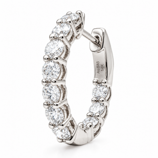 Round Brilliant Hoop Earrings – Lab Grown Diamonds – 14K/18K Gold - 15m"m