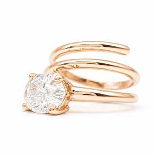 Oval Brilliant Spiral Solitaire Ring – Lab Grown Diamond – 14K/18K Rose Gold