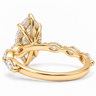 Marquise Brilliant with Marquise Band and Hidden Halo Ring – Lab-Grown Diamond – 14K/18K Gold – 26 Side Stones
