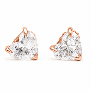 Heart Brilliant Stud Earrings – Lab Grown Diamonds – 14K/18K Rose Gold