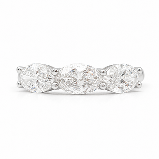 Oval Brilliant 3 Stone Crown Ring – Lab Grown Diamond – 14K/18K White Gold