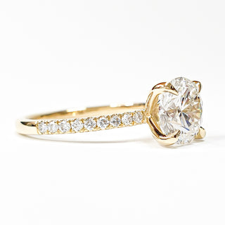 Round Brilliant Pavé Ring – Lab Grown Diamond – 14K/18K  Yellow Gold – 18 Side Stones