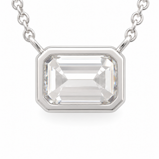 Emerald Cut – Lab Grown Diamond – 14K/18K White Gold – Solitaire Necklace
