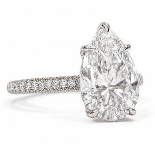 Pear Shape Three Row Pavé Ring with Hidden Halo – Lab Grown Diamond – 14K/18K White Gold – 133 Side Stones