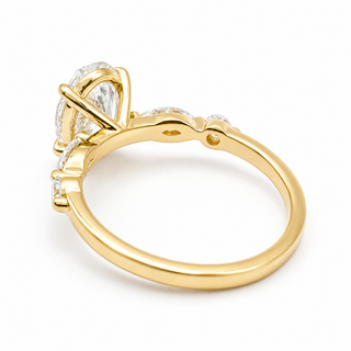 Oval Brilliant with Marquise Band Ring – Lab-Grown Diamond – 14K/18K Yellow Gold – 4 Side Stones