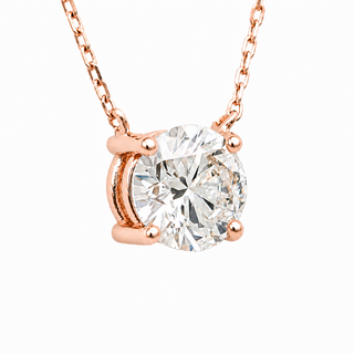 Round Brilliant – Lab Grown Diamond – 14K/18K Rose Gold – Solitaire Necklace
