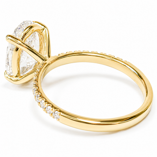 Oval Brilliant Pavé Ring – Lab Grown Diamond – 14K/18K Gold – 18 Side Stones