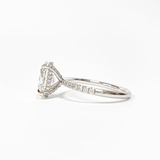 Oval Brilliant Pavé and Hidden Halo Ring – Lab Grown Diamond – 14K/18K White Gold – 52 Side Stones