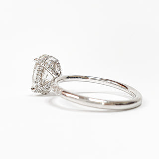Oval Brilliant Pavé and Hidden Halo Ring – Lab Grown Diamond – 14K/18K White Gold – 52 Side Stones