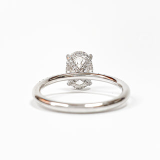 Oval Brilliant Pavé and Hidden Halo Ring – Lab Grown Diamond – 14K/18K White Gold – 52 Side Stones