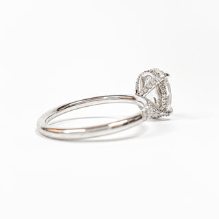 Oval Brilliant Pavé and Hidden Halo Ring – Lab Grown Diamond – 14K/18K White Gold – 52 Side Stones