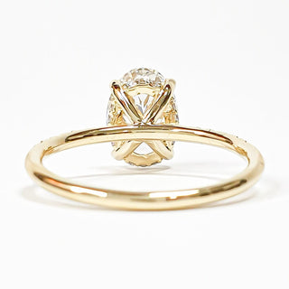 Oval Brilliant Pavé Ring with Hidden Halo – Lab Grown Diamond – 14K/18K Yellow Gold – 28 Side Stones