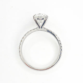 Oval Brilliant Pavé Ring – Lab Grown Diamond – 14K/18K White Gold – 20 Side Stones