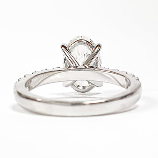 Oval Brilliant Pavé Ring – Lab Grown Diamond – 14K/18K White Gold – 12 Side Stones