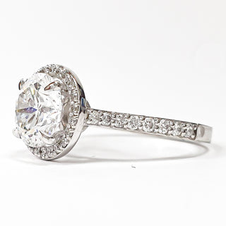 Round Brilliant Pavé with Halo Ring – Lab-Grown Diamond– Lab Grown Diamond – 14K/18K White Gold – 38 Side Stones
