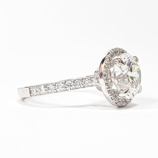 Round Brilliant Pavé with Halo Ring – Lab-Grown Diamond– Lab Grown Diamond – 14K/18K White Gold – 38 Side Stones