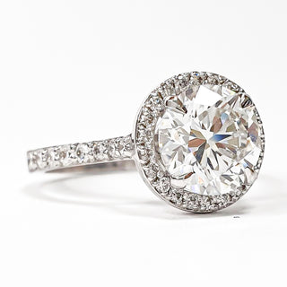 Round Brilliant Pavé with Halo Ring – Lab-Grown Diamond– Lab Grown Diamond – 14K/18K White Gold – 38 Side Stones