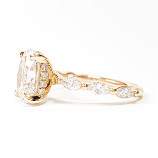 Oval Brilliant with Marquise Band and Hidden Halo Ring – Lab-Grown Diamond – 14K/18K Yellow Gold – 20 Side Stones
