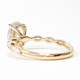 Oval Brilliant with Marquise Band and Hidden Halo Ring – Lab-Grown Diamond – 14K/18K Yellow Gold – 20 Side Stones