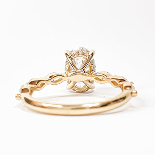 Oval Brilliant with Marquise Band and Hidden Halo Ring – Lab-Grown Diamond – 14K/18K Yellow Gold – 20 Side Stones