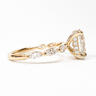 Oval Brilliant with Marquise Band and Hidden Halo Ring – Lab-Grown Diamond – 14K/18K Yellow Gold – 20 Side Stones