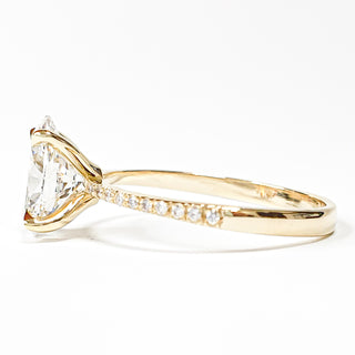 Oval Brilliant Degrade Pavé Ring – Lab Grown Diamond – 14K/18K Yellow Gold – 20 Side Stones